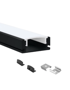 Perfil LED Negro de superficie 1 de 17.2x7 mm
