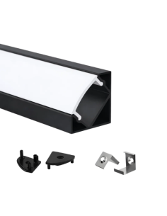 Perfil LED Negro de esquina 1 reforzado de 25,21x16,91 mm