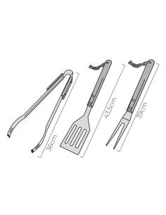 Conjunto de 3 utensilios para barbacoa roble/acero inox 8425998741285 74128 GOURMET KITCHEN 2