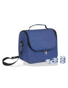 Nevera tipo bolsa 9 l diseño tejana azul con ribete y asa negro, 26 x 15 x 25 cm 8421531011495 73282 COOLERBAG