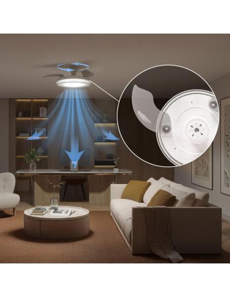 Ventilador de techo con aspas retráctiles, led 3 cct, dc 28 w + 35 w, modelo bliss, blanco / dorado, ø106 cm 8721103096067 33088