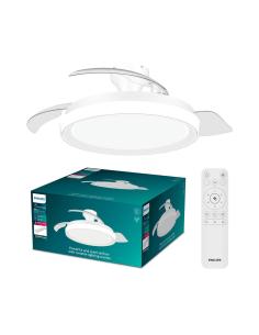 Ventilador de techo con aspas retráctiles, led 3 cct, motor dc 28 w + led 35 w, modelo bliss, blanco / estrellado, ø106 cm 87211 2