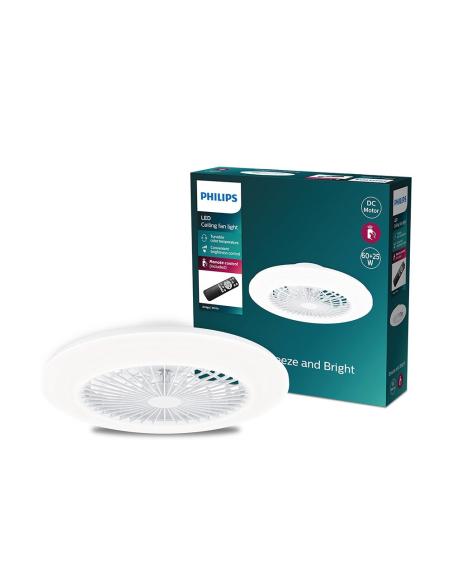Ventilador de techo, led 3 cct, motor dc 25 w + led 60 w, modelo amigo, blanco con difusor efecto estrellado, ø57,5 cm 872016924