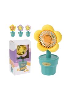 Ventilador de sobremesa, recargable, 3 w, con forma de flor, colores surtidos, 8 x 6 x 15,5 cm 8721037878326 33063 BASICS
