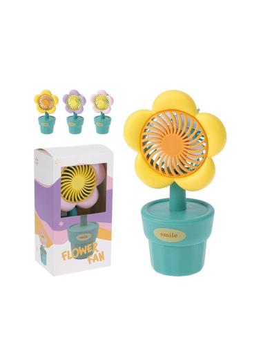 Ventilador de sobremesa, recargable, 3 w, con forma de flor, colores surtidos, 8 x 6 x 15,5 cm 8721037878326 33063 BASICS