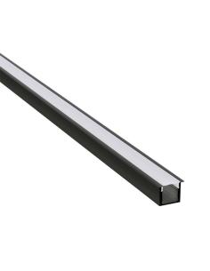 KIT - Perfil aluminio EKUB 1010 para tiras LED, 2 metros, negro
