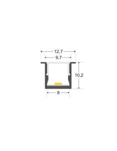 KIT - Perfil aluminio EKUB 1010 para tiras LED, 2 metros, negro 2