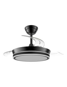 Ventilador de techo led cct, 3 aspas retráctiles 39 w, 4290 lm, negro, aspas ø90 cm, plafón ø41 cm, altura 28 - 38 cm 8435775619 2