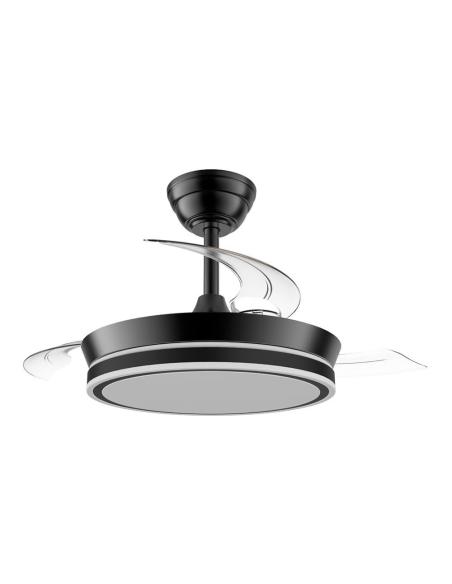 Ventilador de techo led cct, 3 aspas retráctiles 39 w, 4290 lm, negro, aspas ø90 cm, plafón ø41 cm, altura 28 - 38 cm 8435775619