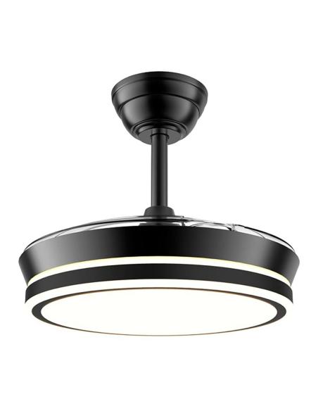 Ventilador de techo led cct, 3 aspas retráctiles 39 w, 4290 lm, negro, aspas ø90 cm, plafón ø41 cm, altura 28 - 38 cm 8435775619