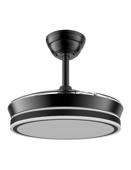 Ventilador de techo led cct, 3 aspas retráctiles 39 w, 4290 lm, negro, aspas ø90 cm, plafón ø41 cm, altura 28 - 38 cm 8435775619