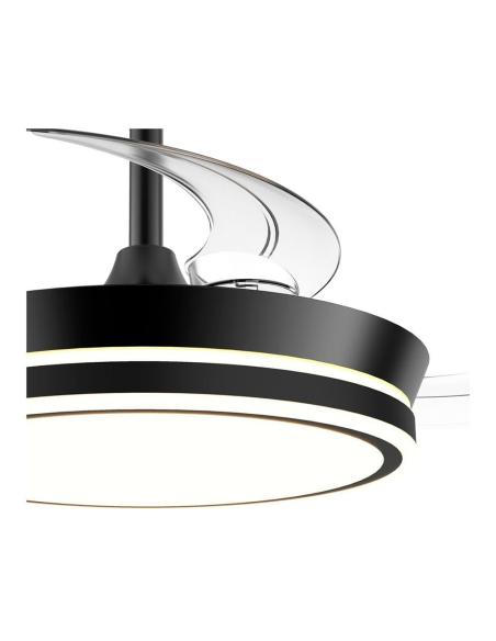 Ventilador de techo led cct, 3 aspas retráctiles 39 w, 4290 lm, negro, aspas ø90 cm, plafón ø41 cm, altura 28 - 38 cm 8435775619