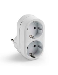 Adaptador doble schuko 2p+t 16a 250 v con entrada frontal, blanco 8429760824008 40935 FAMATEL