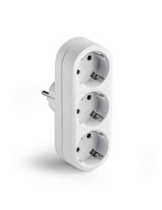 Adaptador triple 2p+t 16a 250 v con entrada frontal, blanco 8429760824053 40937 FAMATEL
