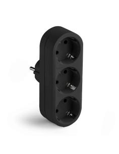 Adaptador triple 2p+t 16a 250v con entrada frontal, negro 8429760829997 40938 FAMATEL