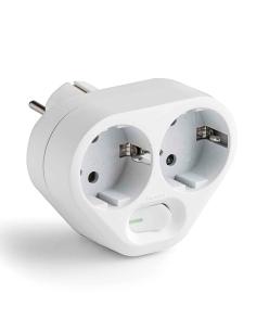 Adaptador 2 tomas 2p+t schuko con interruptor ip20 blanco 8429760830160 40940 FAMATEL