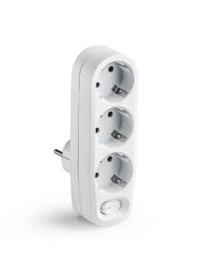Adaptador 3 tomas 2p+t schuko con interruptor ip20 blanco 8429760824039 40941 FAMATEL