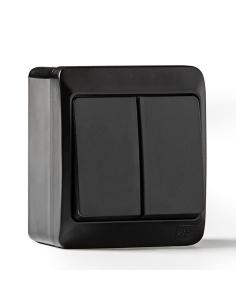 Doble conmutador estanco ip44, 16a 250 v, negro 8429760820802 40965 FAMATEL
