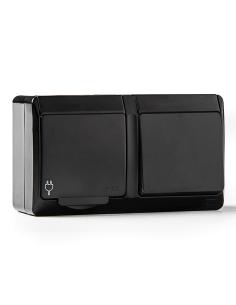 Conmutador + base estanca, ip44 16 a 250 v, negro 8429760820840 40968 FAMATEL