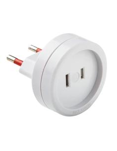 Adaptador americano - europeo, 10a 250 v, espigas planas, blanco 8425998409765 40976 FAMATEL