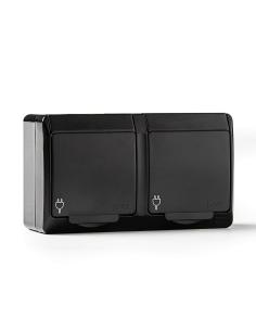 Base doble t/tl estanca, ip44 16 a 250 v, negro, blíster 8429760820833 40967 FAMATEL